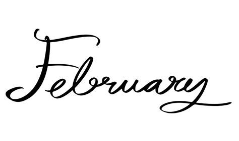 Premium Vector February Font Text Calligraphy Hand Written Black Dark