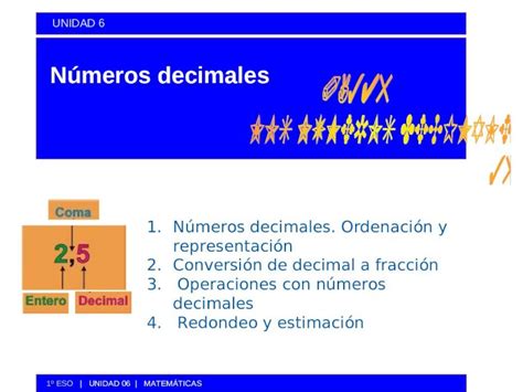 Ppt Números Decimales Unidad 6 1º Eso Unidad 06 MatemÁticas 1números Decimales