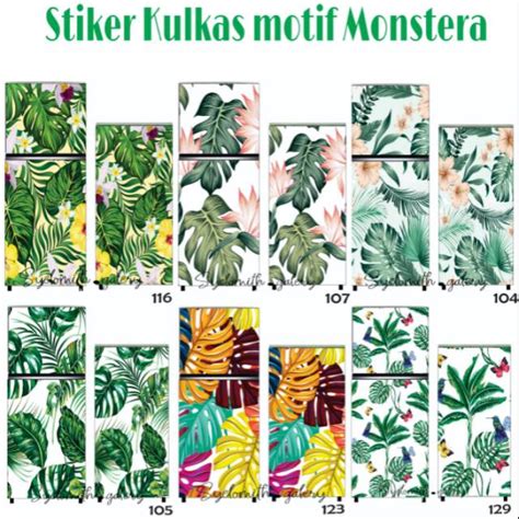 Jual STIKER KULKAS MOTIF MONSTERA STIKER KULKAS 1 PINTU DAN 2 PINTU