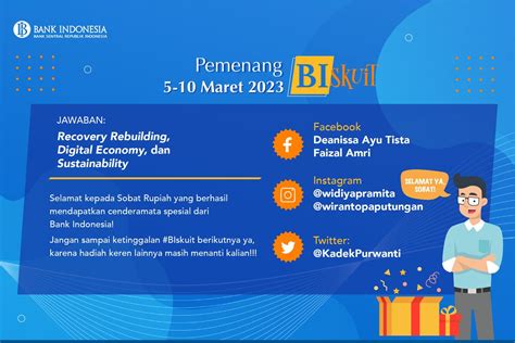 Bank Indonesia On Twitter Selamat Kpd Sobatrupiah Kadekpurwanti