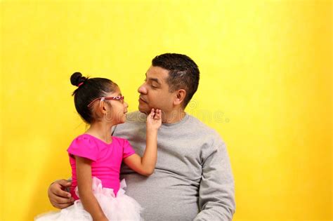 Divorced Single Brown Dad Carries His Latina Daughter On His Legs