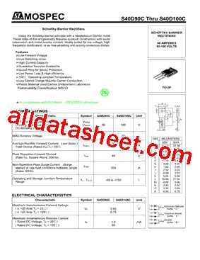 S40D100C Datasheet PDF Mospec Semiconductor