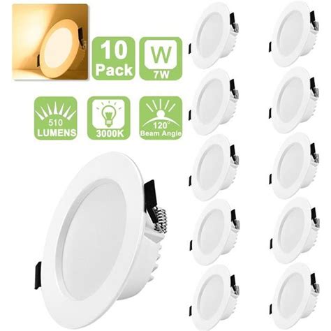 Gr4tec Lot De 10 Spot Led Encastrable Extra Plat φ115h35 Mm 220v 7w Eqv70w 550lm Spot De