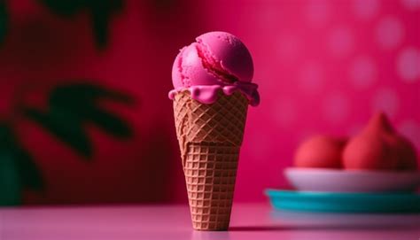 Premium Ai Image Delicious Ice Cream Cone With Colorful Macaroon And