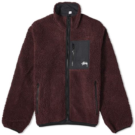 Stussy Sherpa Reversible Jacket Burgundy | END. (GB)