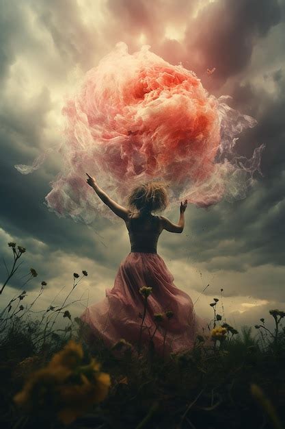Premium Photo A Storm With Colorful Clouds Above A Landscape