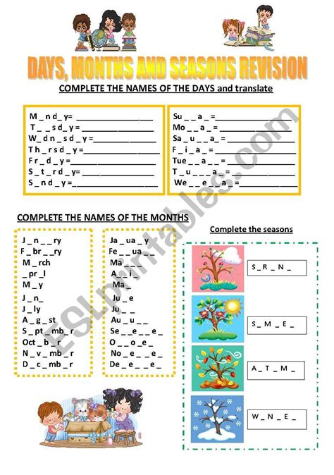 Days Months And Seasons Revision Esl Worksheet By Maestralidia