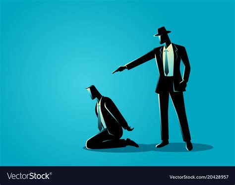 Man Aiming A Gun To Kneeling Mans Head Royalty Free Vector