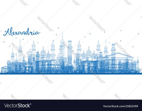 Outline alexandria egypt skyline with blue Vector Image