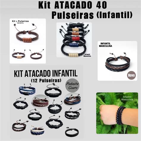 Kit ATACADO 40 Pulseiras INFANTIS Regulagem Masculina Shopee Brasil