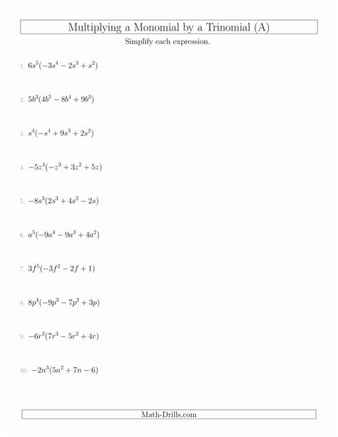 50 Dividing Polynomials By Monomials Worksheet