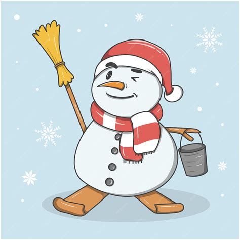 Premium Vector Cute Snowman Cartoon Christmas Decoration