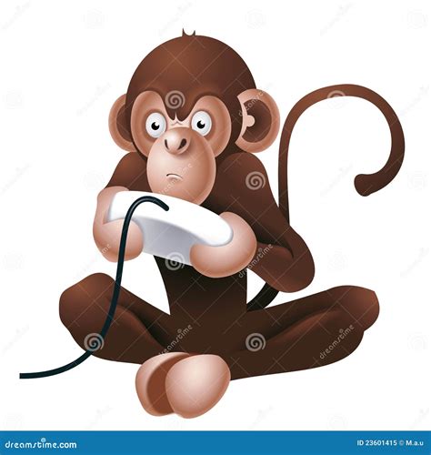 Monkey Playing Computer Game Stock Illustration - Image: 23601415