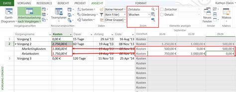 Microsoft Project Kosten Eintragen Manuelles Verteilen Von Kosten