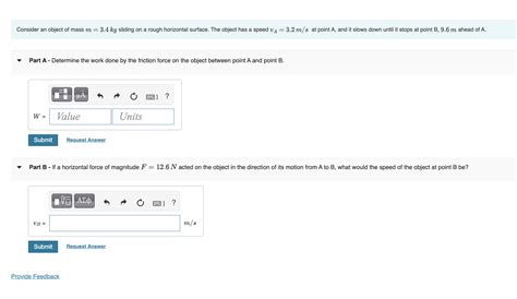 Solved Consider an object of mass m = 3.4 kg sliding on a | Chegg.com