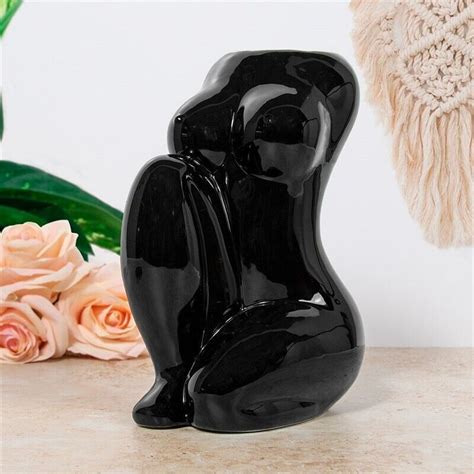 Large Ceramic Female Human Body Vase Black