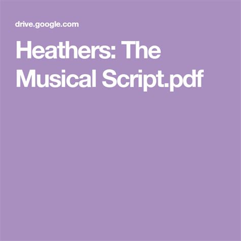 Heathers The Musical Scriptpdf Heathers The Musical Musicals