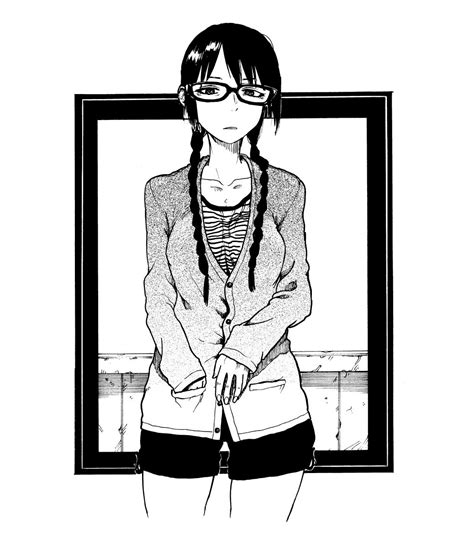 Safebooru 1girl Braid Breasts Collarbone Glasses Greyscale Hand In