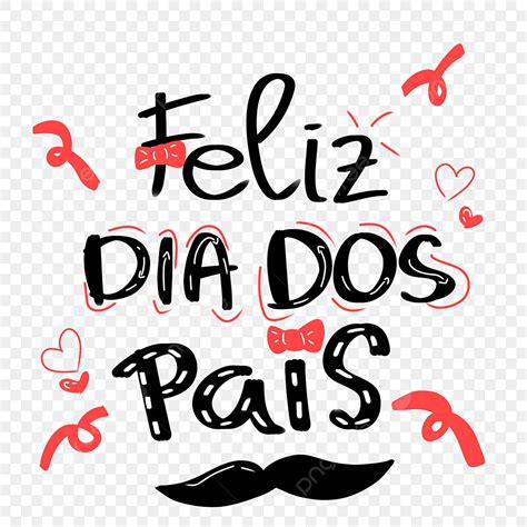 Letras De Feliz Dia Dos Pais Com Gravata Borboleta Vermelha E Fitas Png