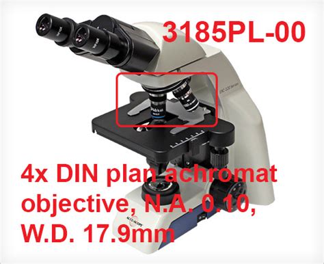 Accu-Scope Microscopes 3185PL-00 4x DIN Plan Achromat Objective