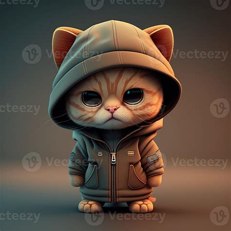 illustration of 3D SHADED group of chibi cat with wide head and cute ...