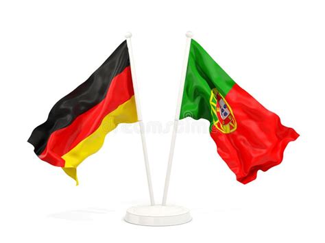 Two Waving Flags Of Germany And Portugal Stock Illustration