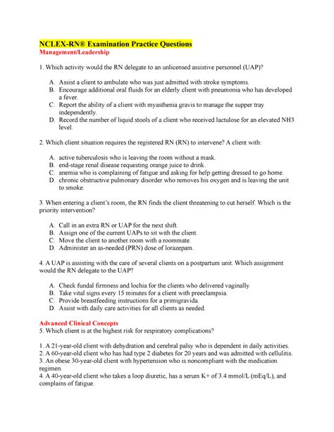 Nclex Ngn Practice Question 2023 Pdf Nclex Rn® Examination Practice