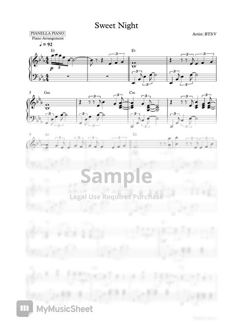 Bts V Sweet Night Itaewon Class Ost Piano Sheet Sheets By