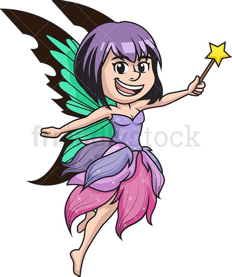 Fairy With Wand Cartoon Clipart Vector Friendlystock