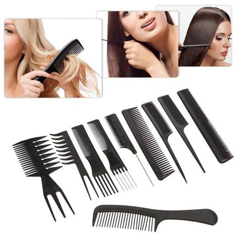 Telly 10 Pieces Black Professional Combs Hair Salon Hair Styling