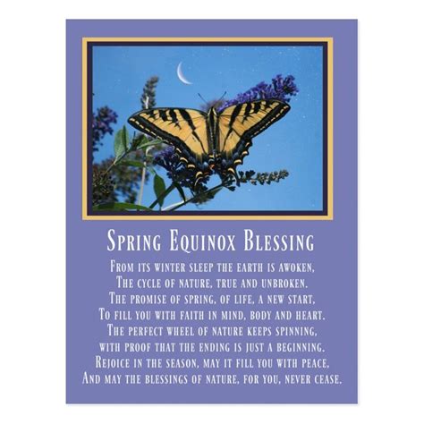 Beautiful Spring Equinox Blessing Poem Butterfly Postcard Zazzle