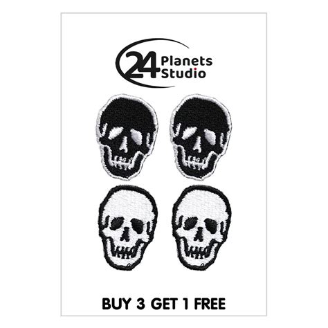 2 Of Mini Skull Iron On Patches By 24planetsstudio Etsy