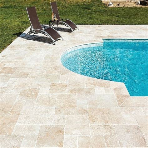 carrelage Bagnac en travertin 60 x 40 x 1 2 cm sol terrasse extérieur