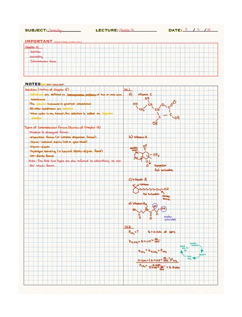 Chapter 14 Lecture Notes Notes Important Equations Laws Etc