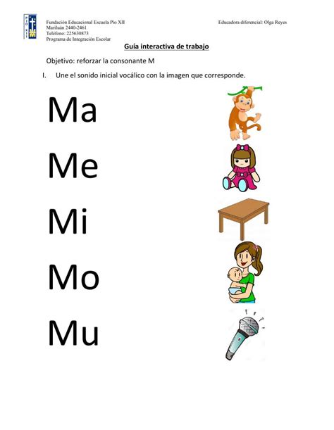 Guía De Trabajo Consonante M Worksheet Language Interactive Worksheets