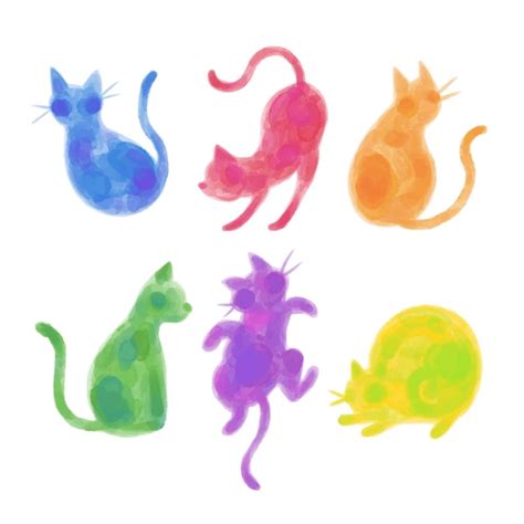 Premium Vector Vector Watercolor Cats Collection Illustration