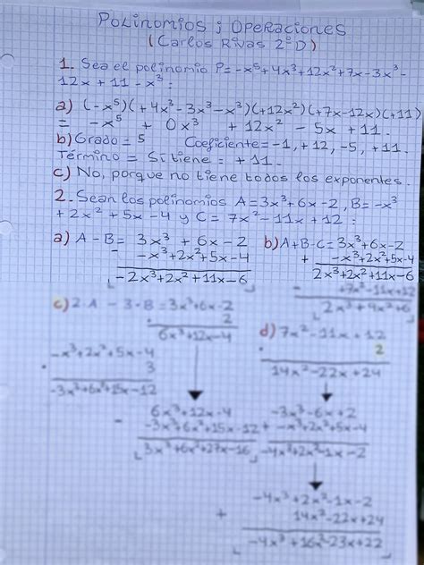 SOLUTION Polinomios y Operaciones al cuadrado Matemáticas Ejercicios