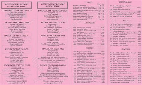 Menu at Bill's Peking House restaurant, Calgary, Macleod Trail SE #335