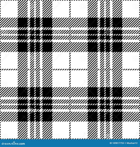 Black And White Tartan Plaid Seamless Scottish Pattern Stock Vector