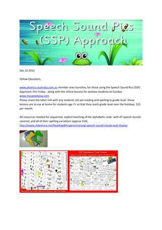 Letter To Schools Speech To Spelling Speech Sound Pics Ssp Approach