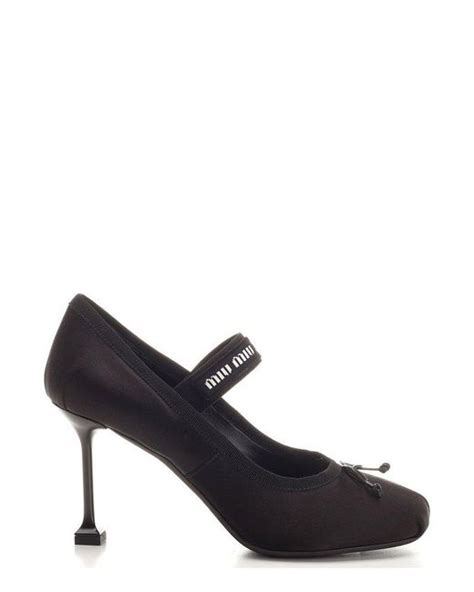 Miu Miu Bow Detailed Ballet Pumps In Black Lyst