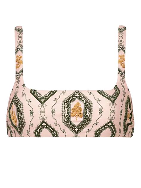 Agua By Agua Bendita Havana Calado Graphic Print Bikini Top Pink Farfetch Uk