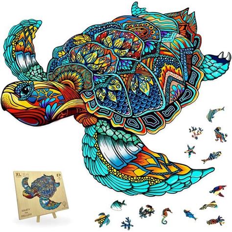 Puzzle Tortue Pour Adultes Xl 300 Pièces 38 X 32 Cm Puzzle En Bois