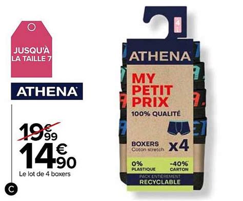 Promo Le Lot De 4 Boxers Athena Chez Carrefour ICatalogue Fr