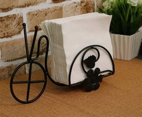 Black Beautiful Wrought Iron Rustic Tissue Paper Napkin Holder For