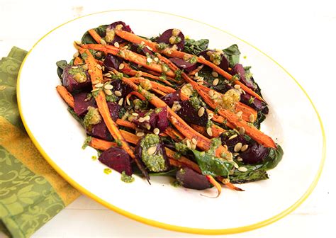 Roasted Carrots And Beets With Carrot Top Pesto Italian Food Forever