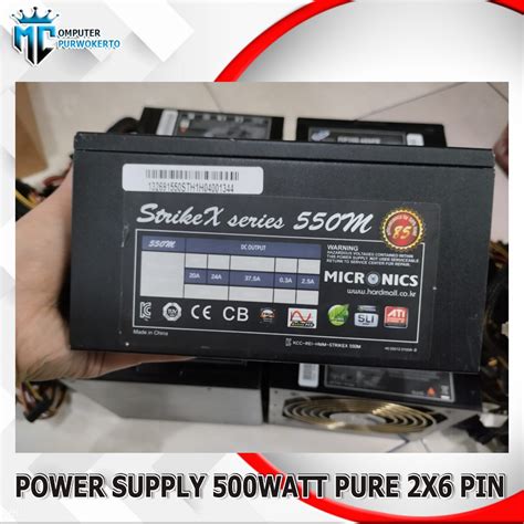 Jual PSU Power Supply Pure 500 Watt 2x6 Pin Power Vga Merk Bagus