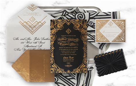 Black And Gold Art Deco Invitations