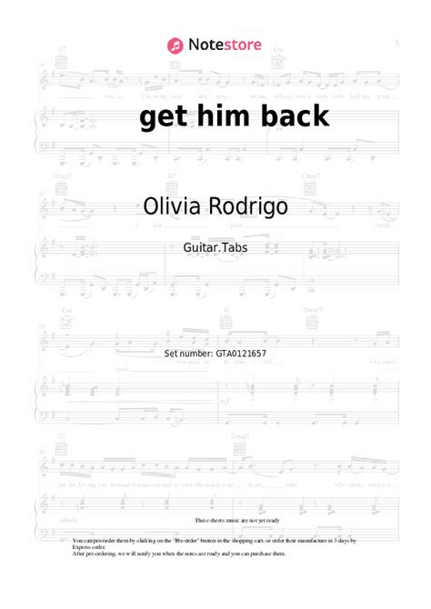 get him back tabs guitar Olivia Rodrigo in Note-Store.com | Guitar.Tabs SKU GTA0121657