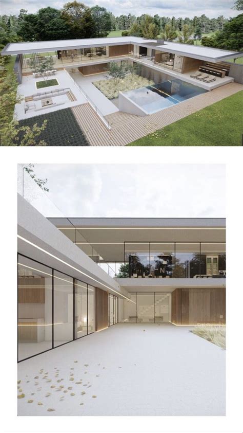 Two Pictures Show The Inside And Outside Of A House With An Open Air